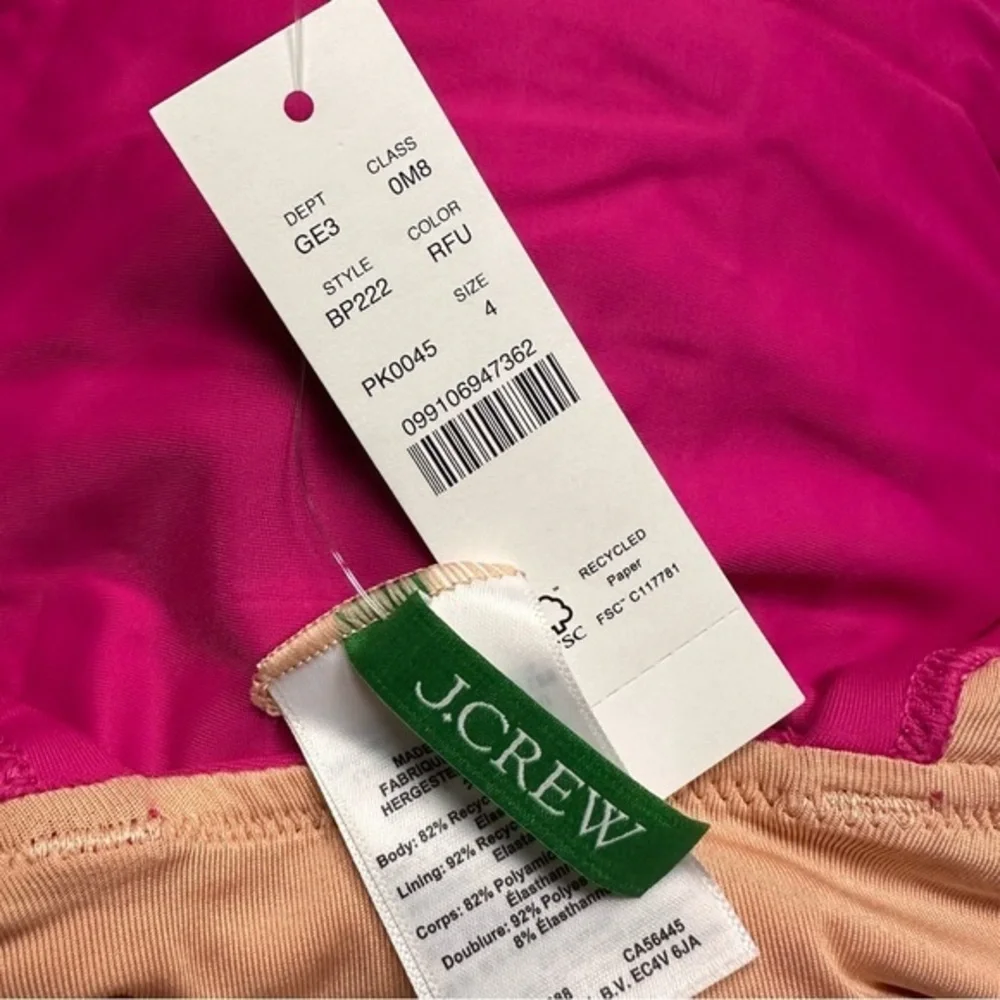 NWT J. Crew Women's‎ Pink Ruched Ruffle One-Piece Swimsuit Size 4 Poolside Beach